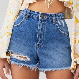 Rollas `Dusters’ Jean Shorts Distressed